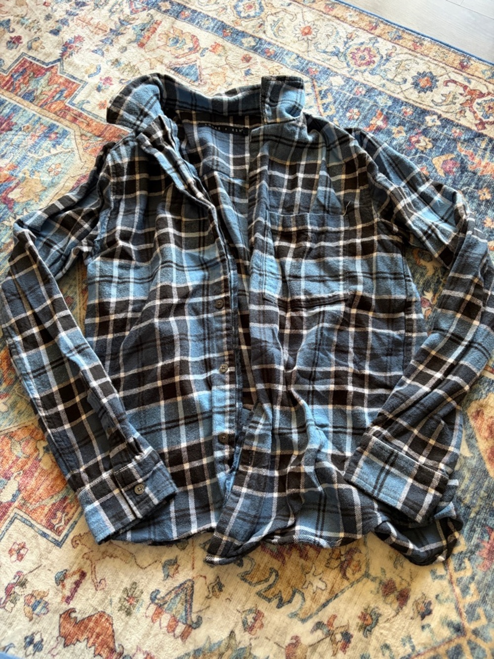Women’s Blue Plaid Button-Down Shirt - Lightweight Flannel